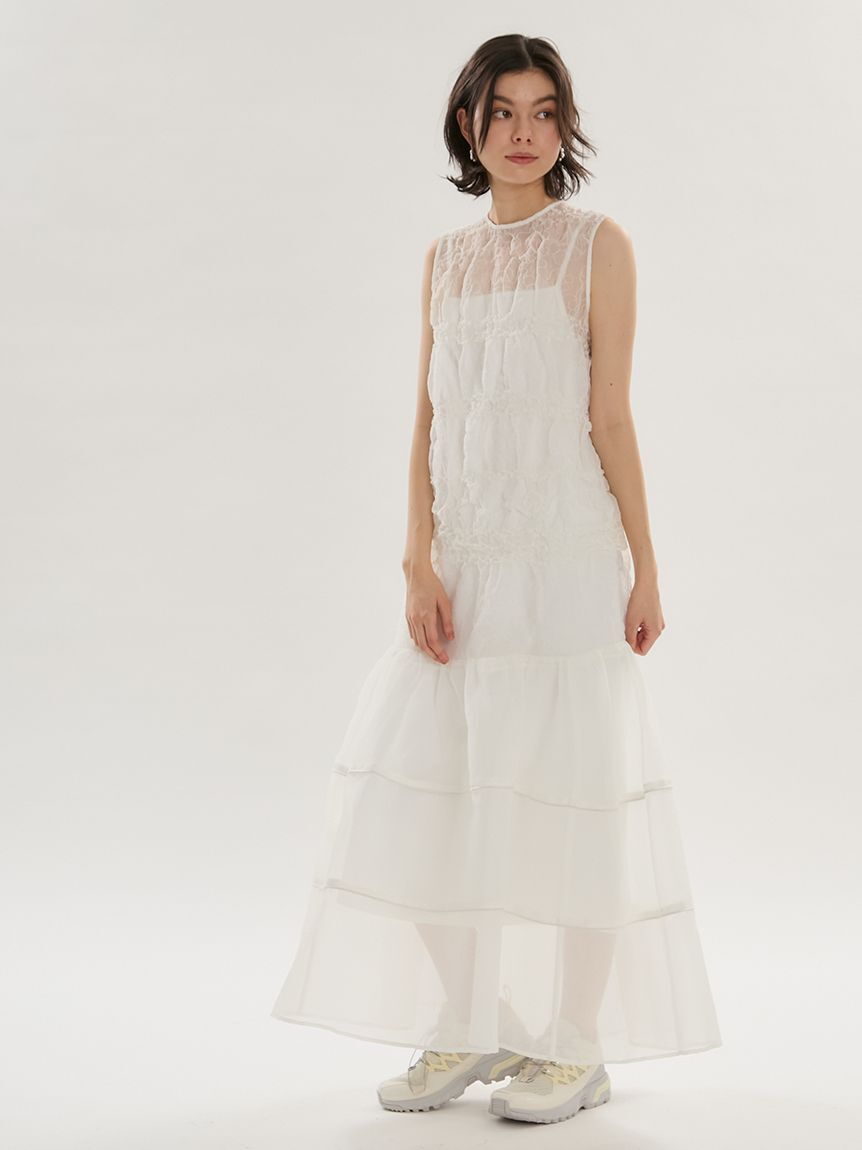emmi atelier「フラワーエンブロイダリーワンピース【セットアップ対応】/ハンドウォッシャブル」|ワンピース|WHT