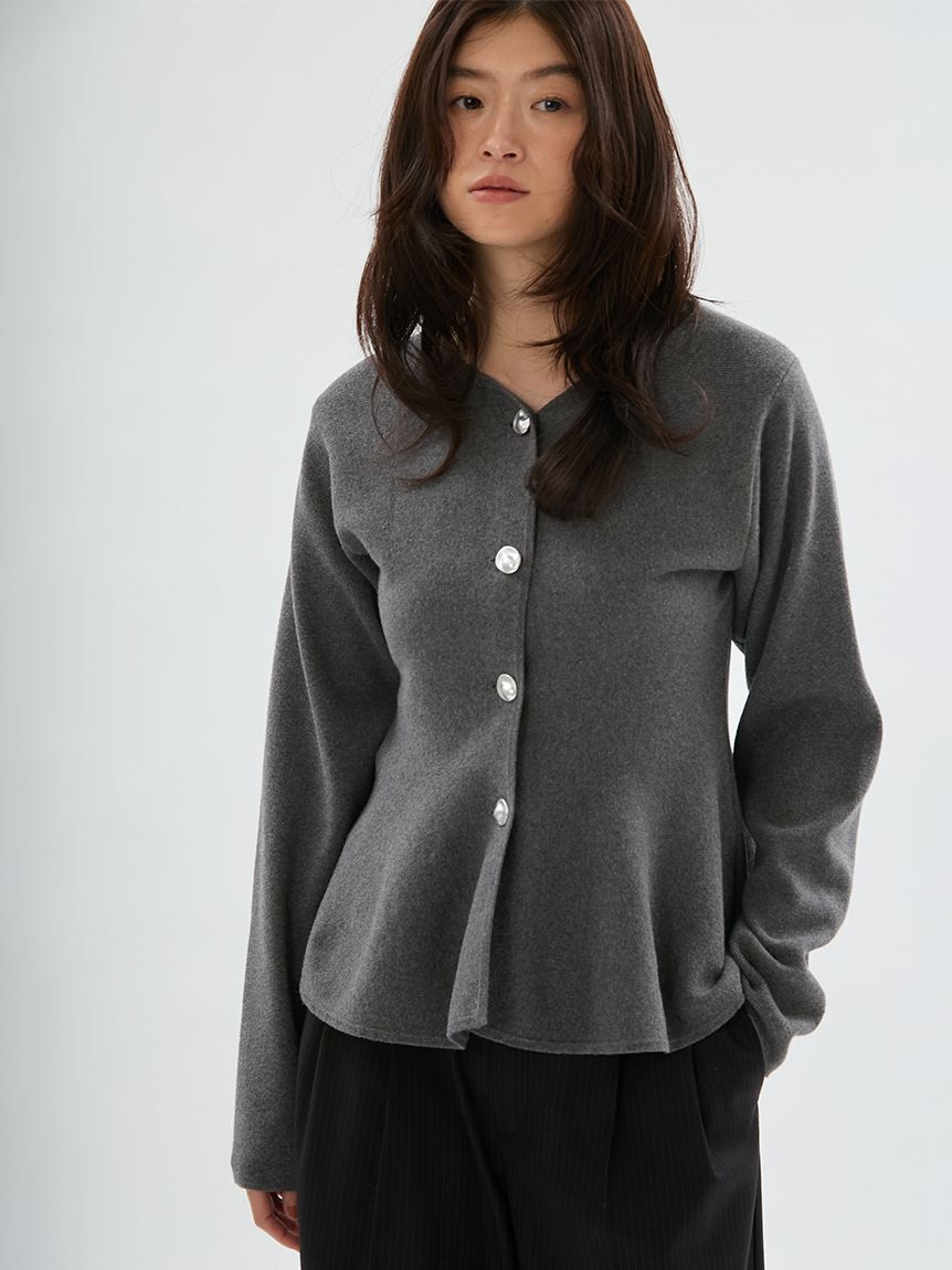 emmi atelier「ペプラムニットカーディガン」|カーディガン|GRY