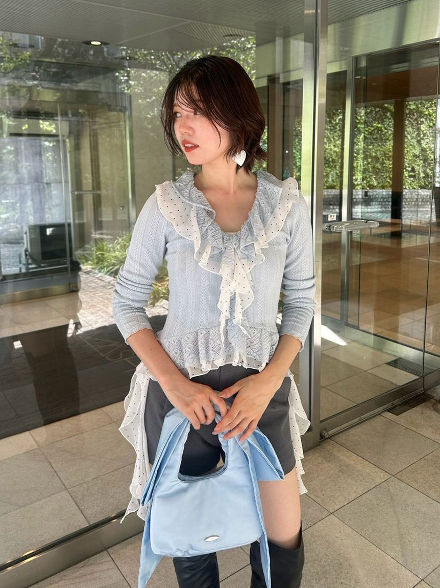 LILY BROWN「【限定カラー】ボリュームフリルニットトップス」|ニット・セーター|