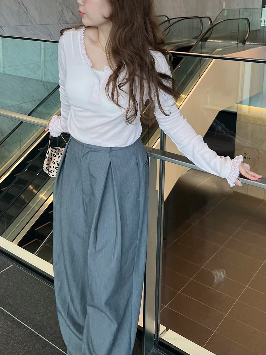 LILY BROWN「バックオープンヘンリーネックカットトップス」|Tシャツ・カットソー|