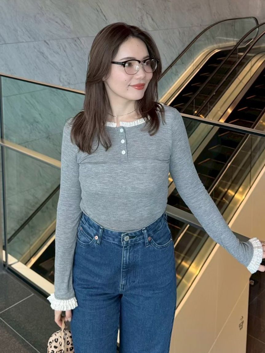 LILY BROWN「バックオープンヘンリーネックカットトップス」|Tシャツ・カットソー|