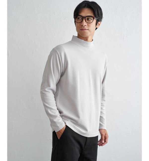 IKKA LOUNGE「ポンチモックネックロンＴ」|Tシャツ・カットソー|ライトグレー