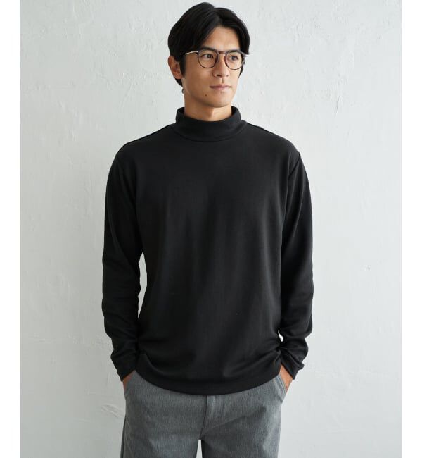 IKKA LOUNGE「ポンチモックネックロンＴ」|Tシャツ・カットソー|ブラック