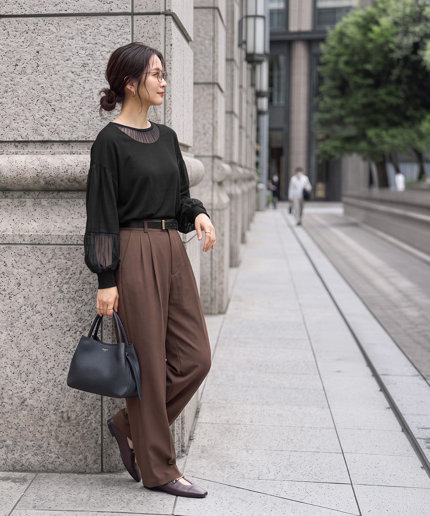 STYLE DELI「【Made in JAPAN】部分チュールのとろけるカットソートップス」|Tシャツ・カットソー|