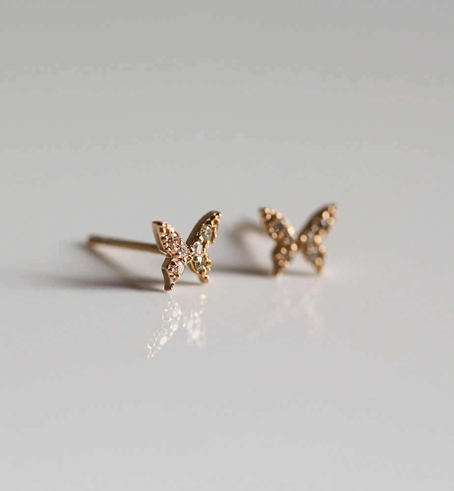  「ダイヤモンド バタフライ ピアス | K10YG」|ピアス|