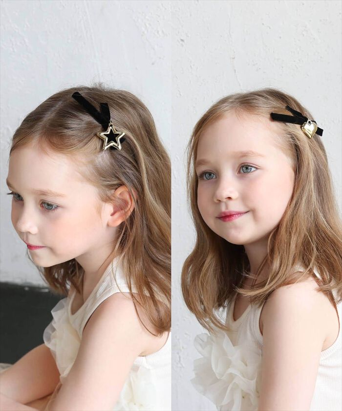 BACKYARD FAMILY「黒リボン ヘアクリップ 通販 ヘア クリップ ヘアピン 髪飾り 髪留め キッズ 女の子 子供」|その他|