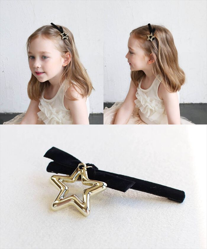 BACKYARD FAMILY「黒リボン ヘアクリップ 通販 ヘア クリップ ヘアピン 髪飾り 髪留め キッズ 女の子 子供」|その他|