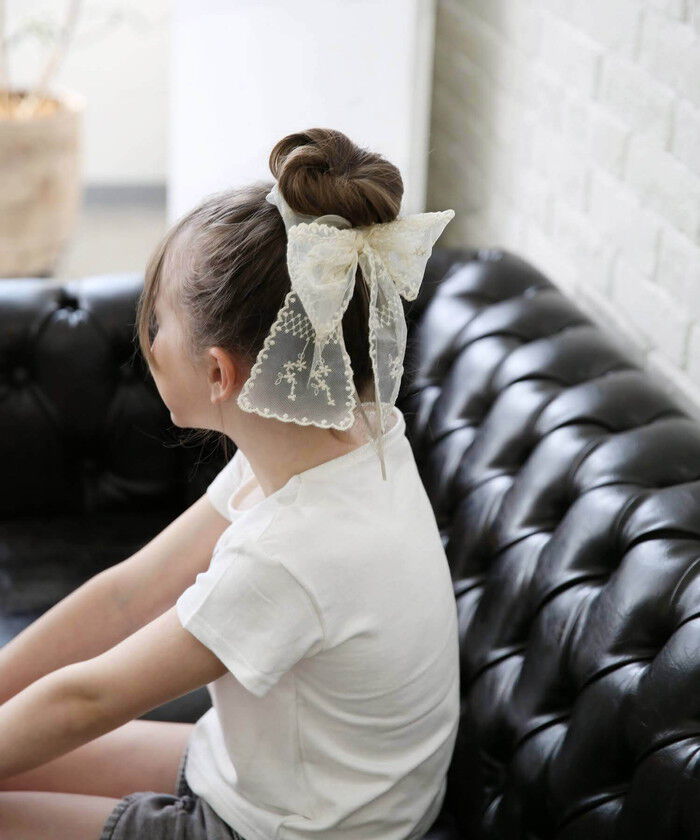 BACKYARD FAMILY「Rora シュシュ キッズ 通販 ミルククリーム 髪飾り お団子 ヘアゴム ポニーテール リボン」|ヘアゴム・シュシュ|