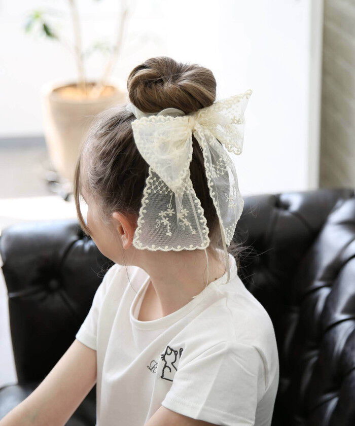 BACKYARD FAMILY「Rora シュシュ キッズ 通販 ミルククリーム 髪飾り お団子 ヘアゴム ポニーテール リボン」|ヘアゴム・シュシュ|
