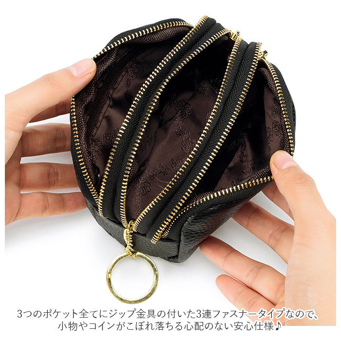 BACKYARD FAMILY「ポーチ 小物入れ 通販 バッグインバッグ 財布 軽量 大容量 本革 3ポケット 仕切り 自立」|ポーチ|