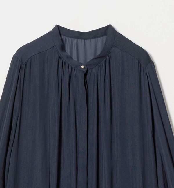 UNITED ARROWS green label relaxing「［size SHORTあり］サテン ギャザー ロングスリーブ ワンピース」|ワンピース|