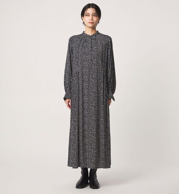 UNITED ARROWS green label relaxing「［size SHORTあり］サテン ギャザー ロングスリーブ ワンピース」|ワンピース|