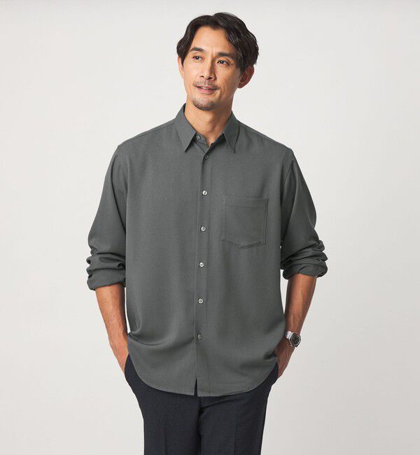 UNITED ARROWS green label relaxing「【WEB限定】JUST fit ウールライク リラックス 長袖 シャツ」|シャツ・ブラウス|DK.GREEN