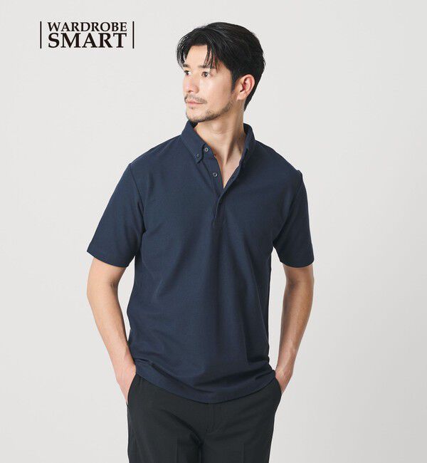 BEAUTY&YOUTH UNITED ARROWS「【WEB限定 WARDROBE SMART】ステイ クリーン ピケ BD ポロシャツ【抗菌防臭】」|ポロシャツ|NAVY