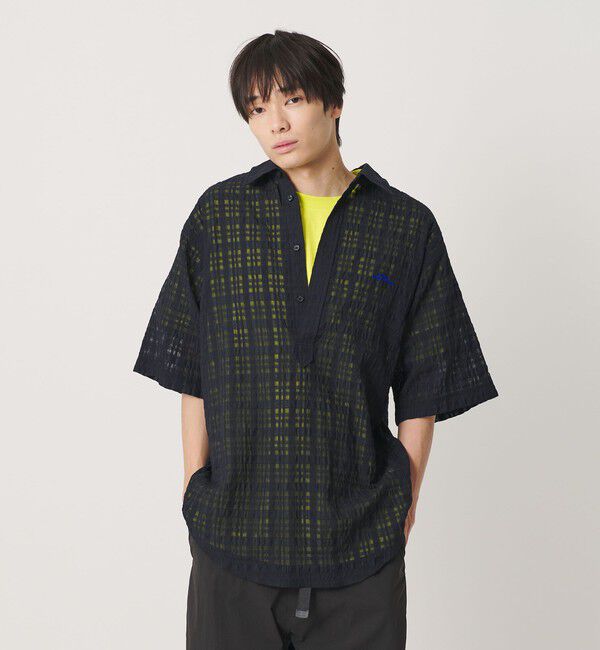 NICE WEATHER「＜NICE WEATHER＞シアーチェック シャツ」|シャツ・ブラウス|BLACK