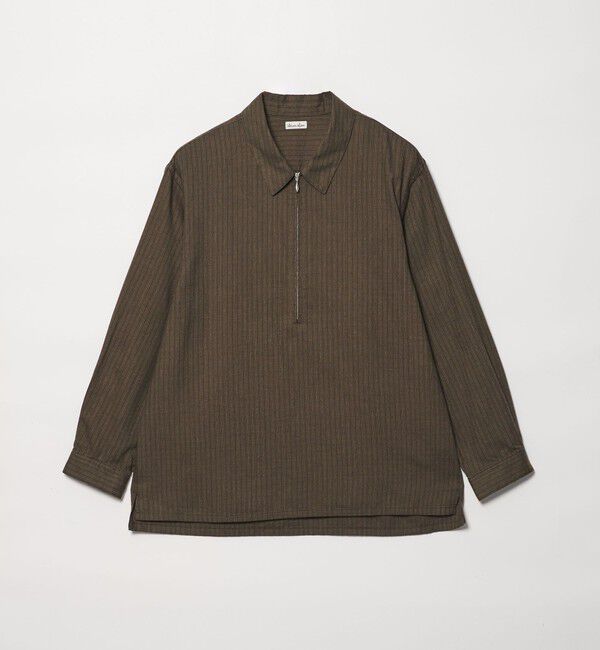 STEVEN ALAN「＜Steven Alan＞ ドレープ ピーチストライプ ジップ プルオーバー」|シャツ・ブラウス|DK.BROWN