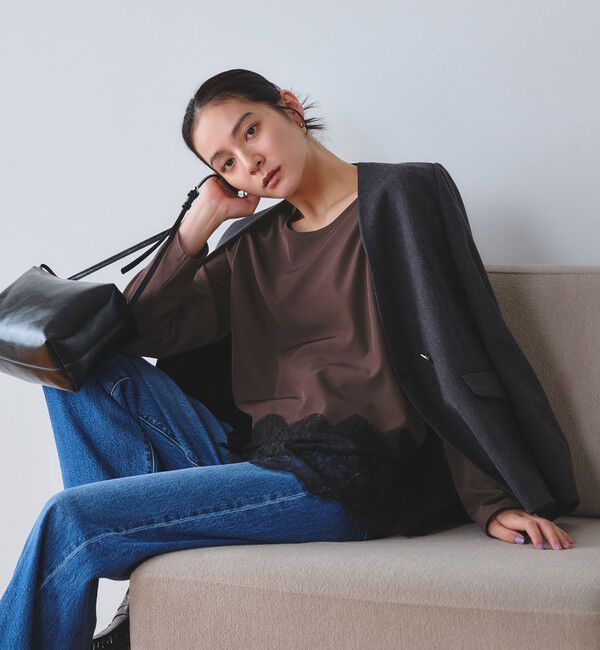BEAUTY&YOUTH UNITED ARROWS「【WEB限定 Wardrobe DAILY MINIMAL】ヘムレース ブラウス ウォッシャブル」|シャツ・ブラウス|DK.BROWN