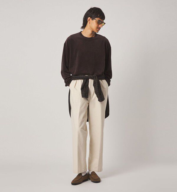 STEVEN ALAN「＜Steven Alan＞ ベロア ボーダー クルーネック Ｔシャツ」|Tシャツ・カットソー|