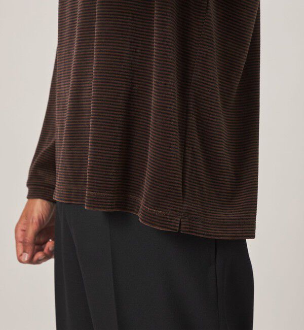 STEVEN ALAN「＜Steven Alan＞ ベロア ボーダー クルーネック Ｔシャツ」|Tシャツ・カットソー|