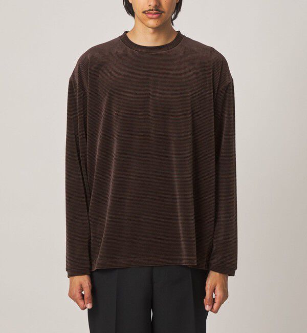 STEVEN ALAN「＜Steven Alan＞ ベロア ボーダー クルーネック Ｔシャツ」|Tシャツ・カットソー|