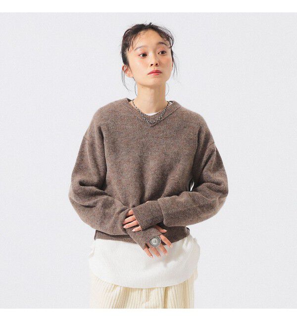 BEAMSBOY「モヘヤ ミックス Vネック ニット」|ニット・セーター|BROWN