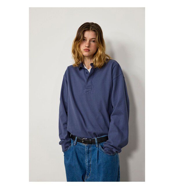 BEAMS「BEAMS|ガーメントダイ ラガーシャツ」|ポロシャツ|NAVY