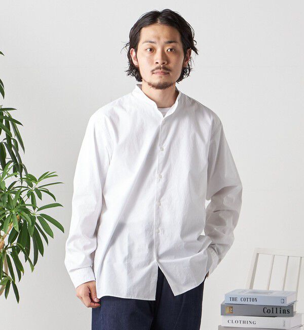 SHIPS any「〈洗濯機可能〉ストライプ / ソリッド リラックス バンドカラー シャツ 26AW◇」|シャツ・ブラウス|