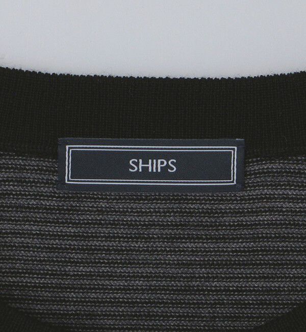 SHIPS「SHIPS: HANDFRAME 16ゲージ マイクロボーダー クルーネック ニット」|ニット・セーター|