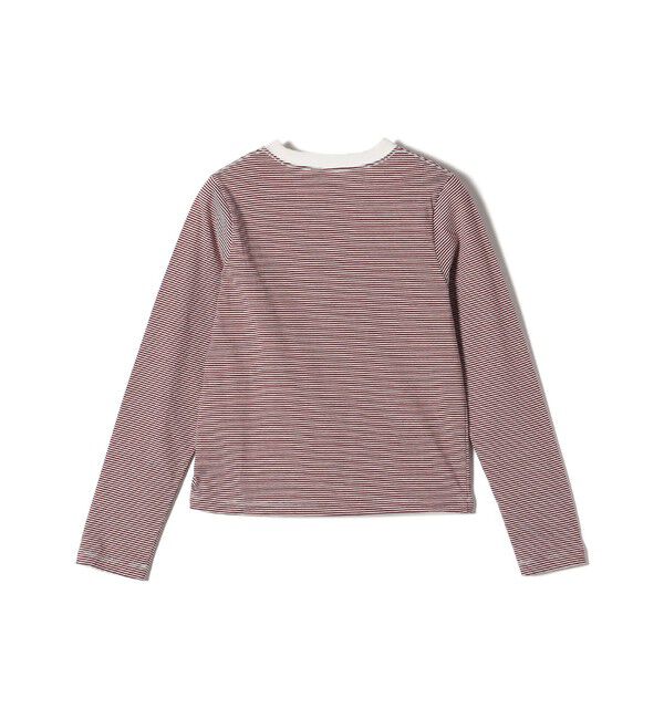 SHIPS for women「【WEB限定】〈洗濯機可能〉刺繍 デザイン ボーダー リンガー TEE」|Tシャツ・カットソー|