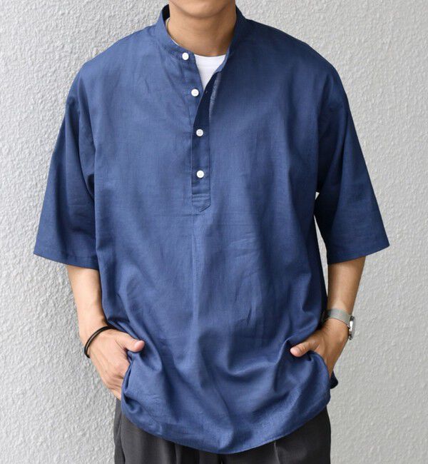 SHIPS any「SHIPS any: コットン/リネン バンド スキッパー ハーフスリーブ シャツ◇」|シャツ・ブラウス|