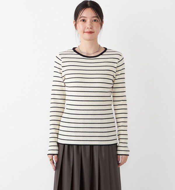 SHIPS Colors 「SHIPS Colors:〈手洗い可〉ボーダー リブ クルーネック ニット◇」|ニット・セーター|