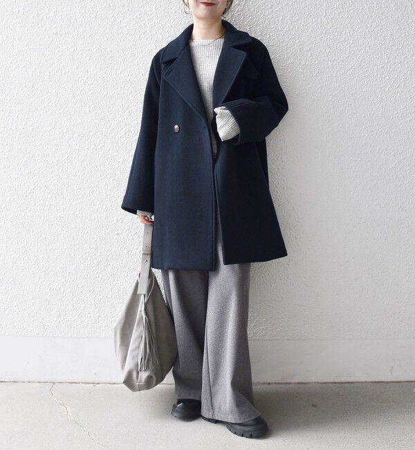 SHIPS any「《一部追加予約》【WEB限定】PURE WOOL スタンド & テーラード ハーフ コート」|その他|