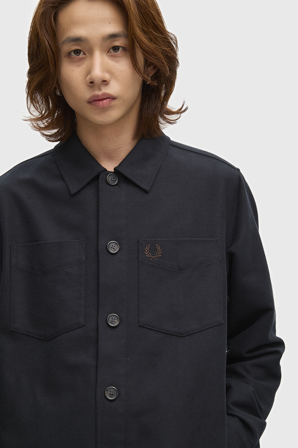 FRED PERRY 「FRED PERRY／Brushed Twill Overshirt／コットンツイルオーバーシャツ」|シャツ・ブラウス|BLACK