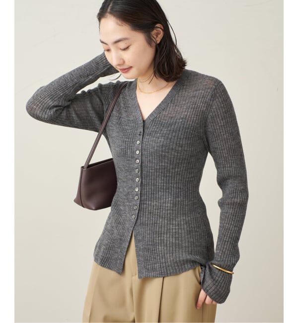 Plage「《追加予約》RIB BUTTON カーディガン」|カーディガン|