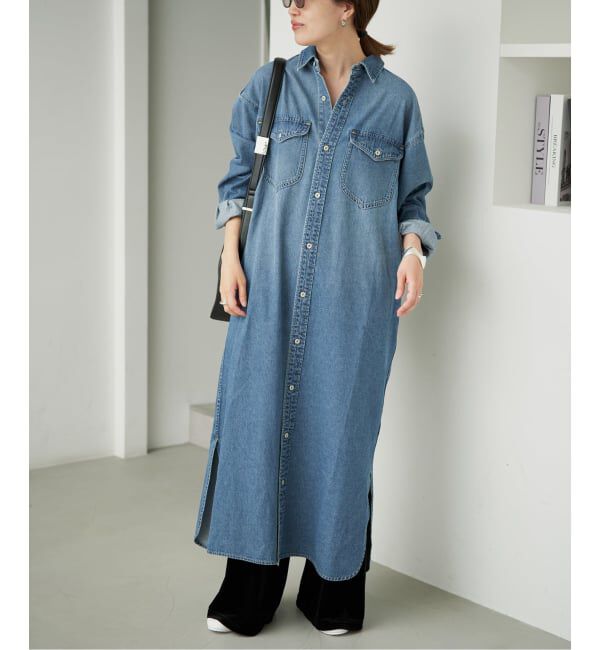 SLOBE IENA「《シリーズあり》LEDENIM BDU デニムシャツワンピース」|ワンピース|
