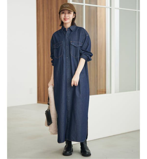 SLOBE IENA「《シリーズあり》LEDENIM BDU デニムシャツワンピース」|ワンピース|