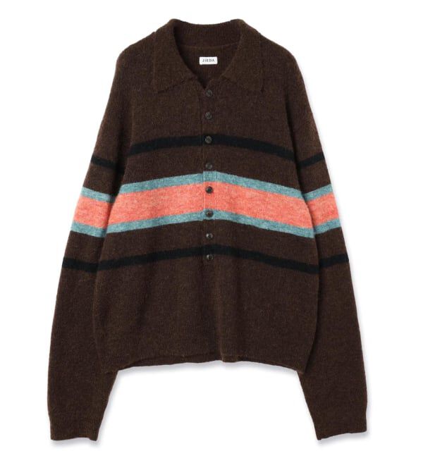 PULP「JIEDA / ジエダ STRIPED KNIT POLO」|ニット・セーター|ブラウン