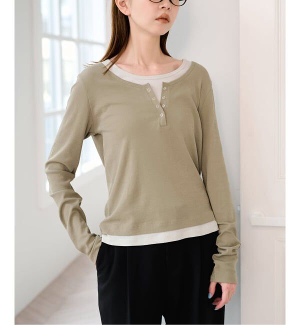 U by SPICK&SPAN「《追加 / 新色》フェイクレイヤードガーゼフライストップス」|Tシャツ・カットソー|