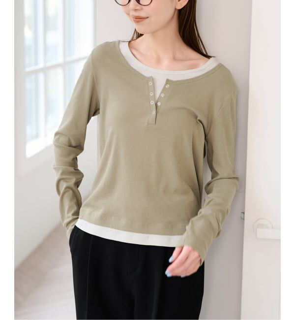 U by SPICK&SPAN「《追加 / 新色》フェイクレイヤードガーゼフライストップス」|Tシャツ・カットソー|