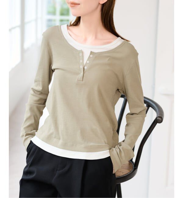 U by SPICK&SPAN「《追加 / 新色》フェイクレイヤードガーゼフライストップス」|Tシャツ・カットソー|