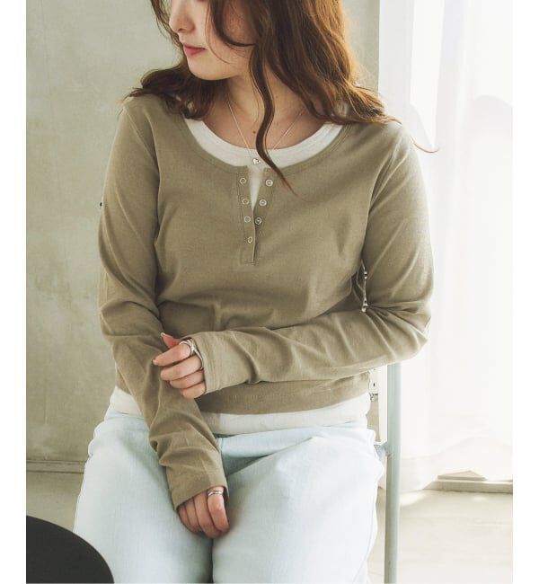 U by SPICK&SPAN「《追加 / 新色》フェイクレイヤードガーゼフライストップス」|Tシャツ・カットソー|