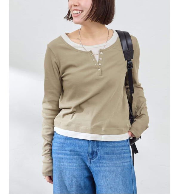 U by SPICK&SPAN「《追加 / 新色》フェイクレイヤードガーゼフライストップス」|Tシャツ・カットソー|
