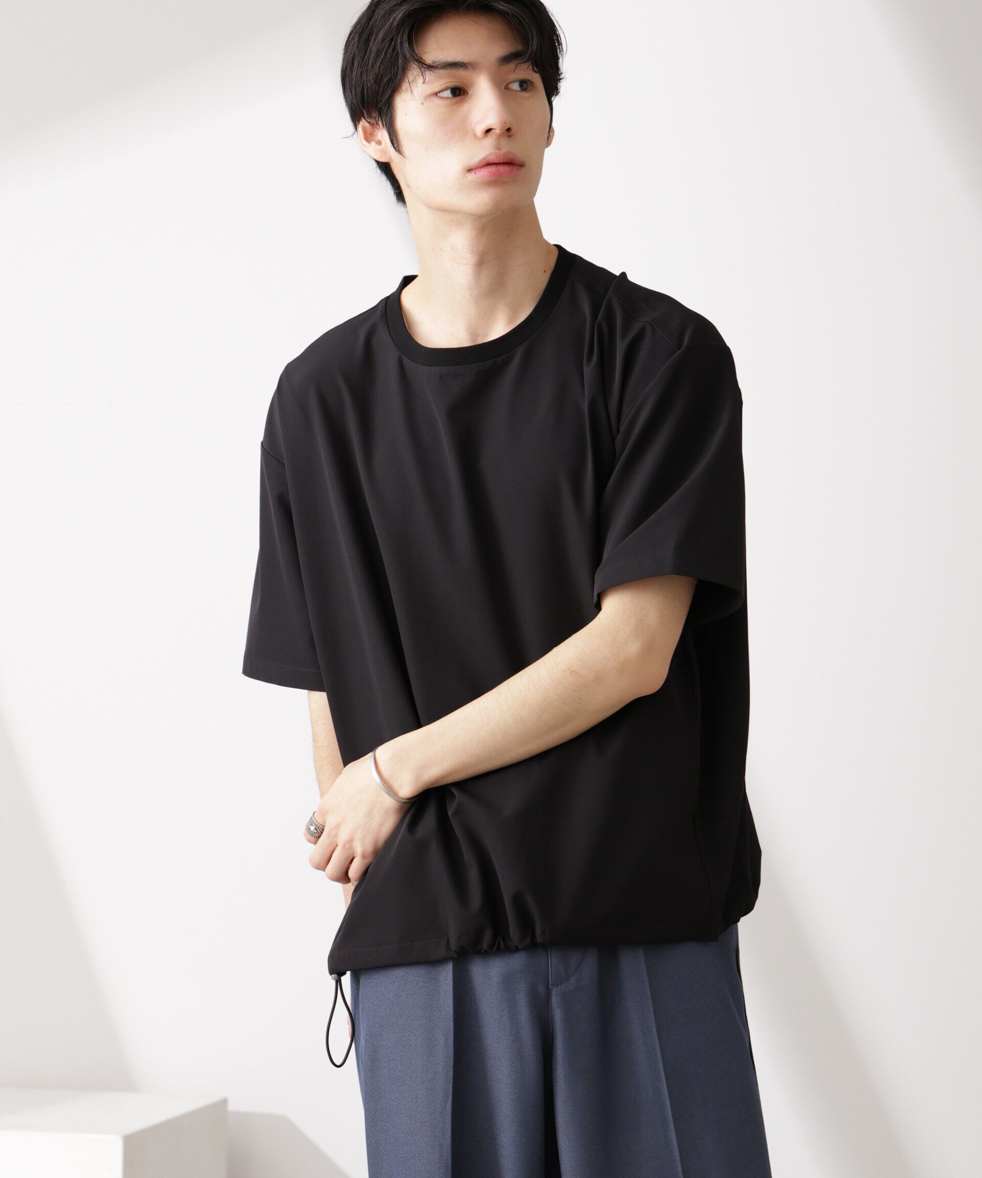  「ライトウェイトストレッチ プルオーバー半袖(セットアップ可)」|Tシャツ・カットソー|ブラック