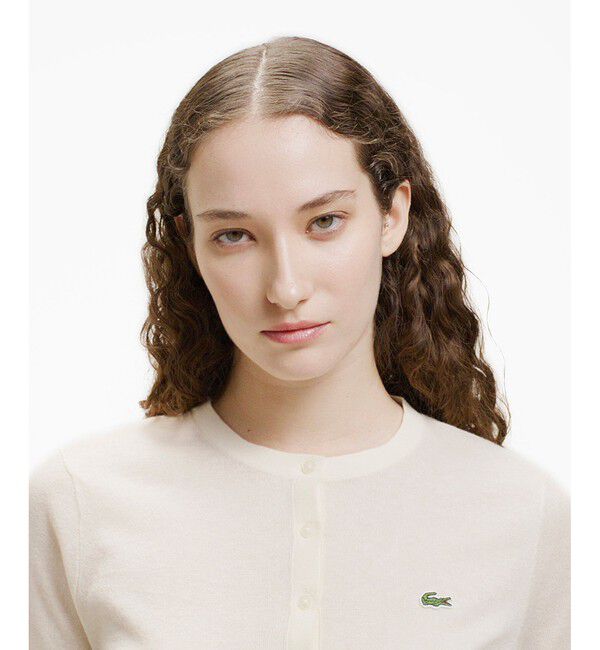 LACOSTE「丸首ラメニットカーディガン」|カーディガン|
