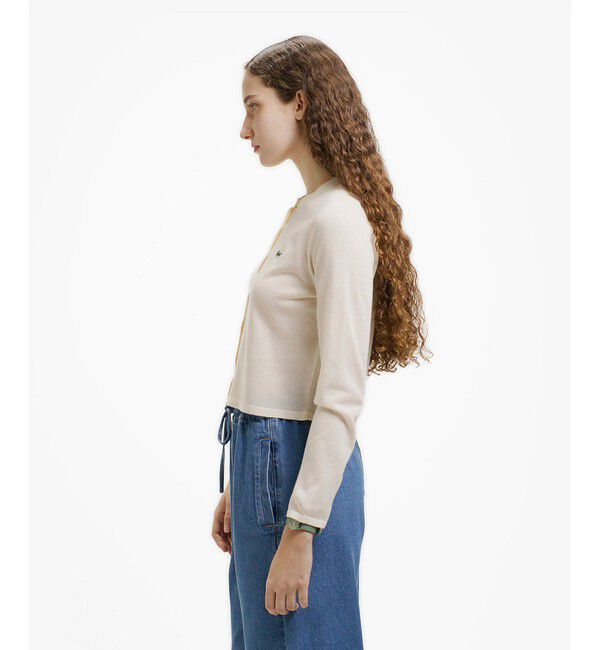 LACOSTE「丸首ラメニットカーディガン」|カーディガン|