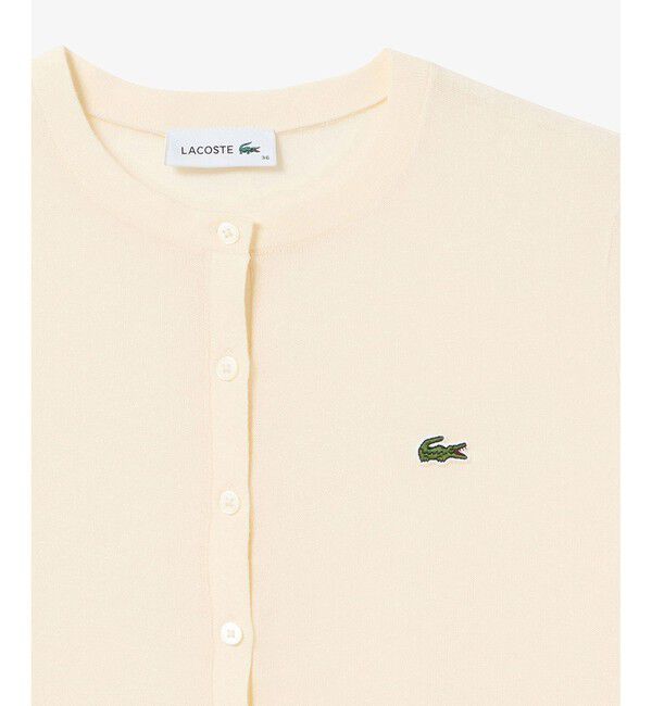 LACOSTE「丸首ラメニットカーディガン」|カーディガン|