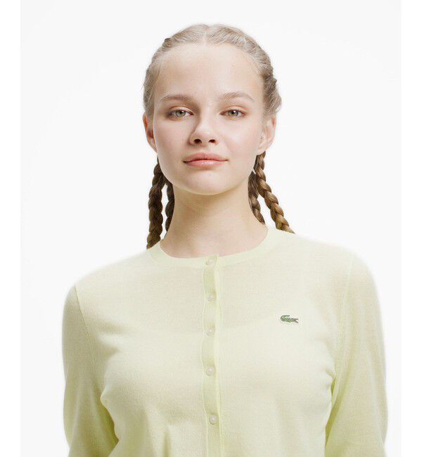 LACOSTE「丸首ラメニットカーディガン」|カーディガン|