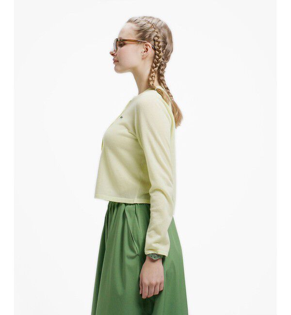 LACOSTE「丸首ラメニットカーディガン」|カーディガン|