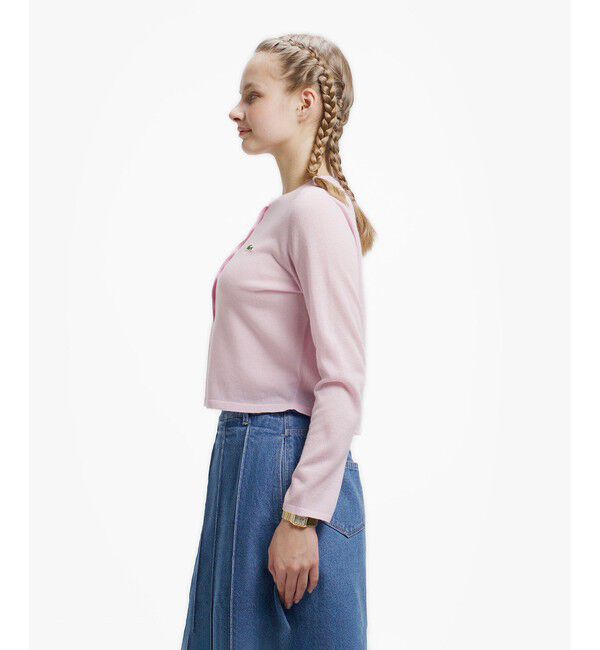 LACOSTE「丸首ラメニットカーディガン」|カーディガン|