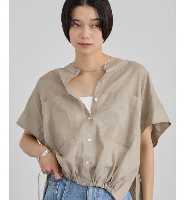 SALON adam et rope'「【WEB限定】ドロストヘムフレンチスリーブシャツ」|シャツ・ブラウス|ベージュ(27)